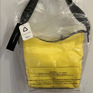NWT Tahari Yellow Leather Shoulder Hobo with Black Strap